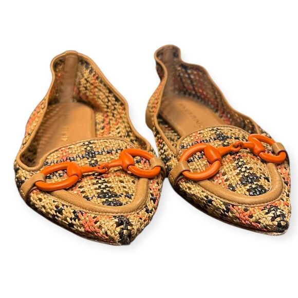 DONALD PLINER Women’s Natural Orange Black Woven Raffia Beebee Loafers Size 9.5 - Picture 5 of 8